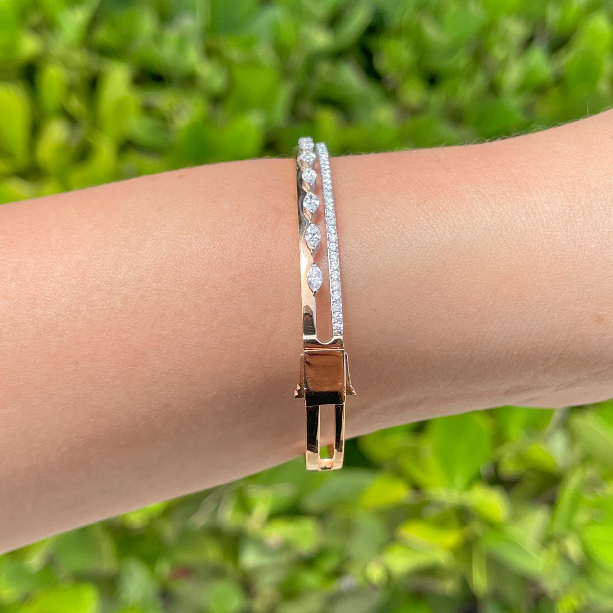 Jay Feder Bracelet jonc en or bicolore 18 carats avec diamants en vente 2