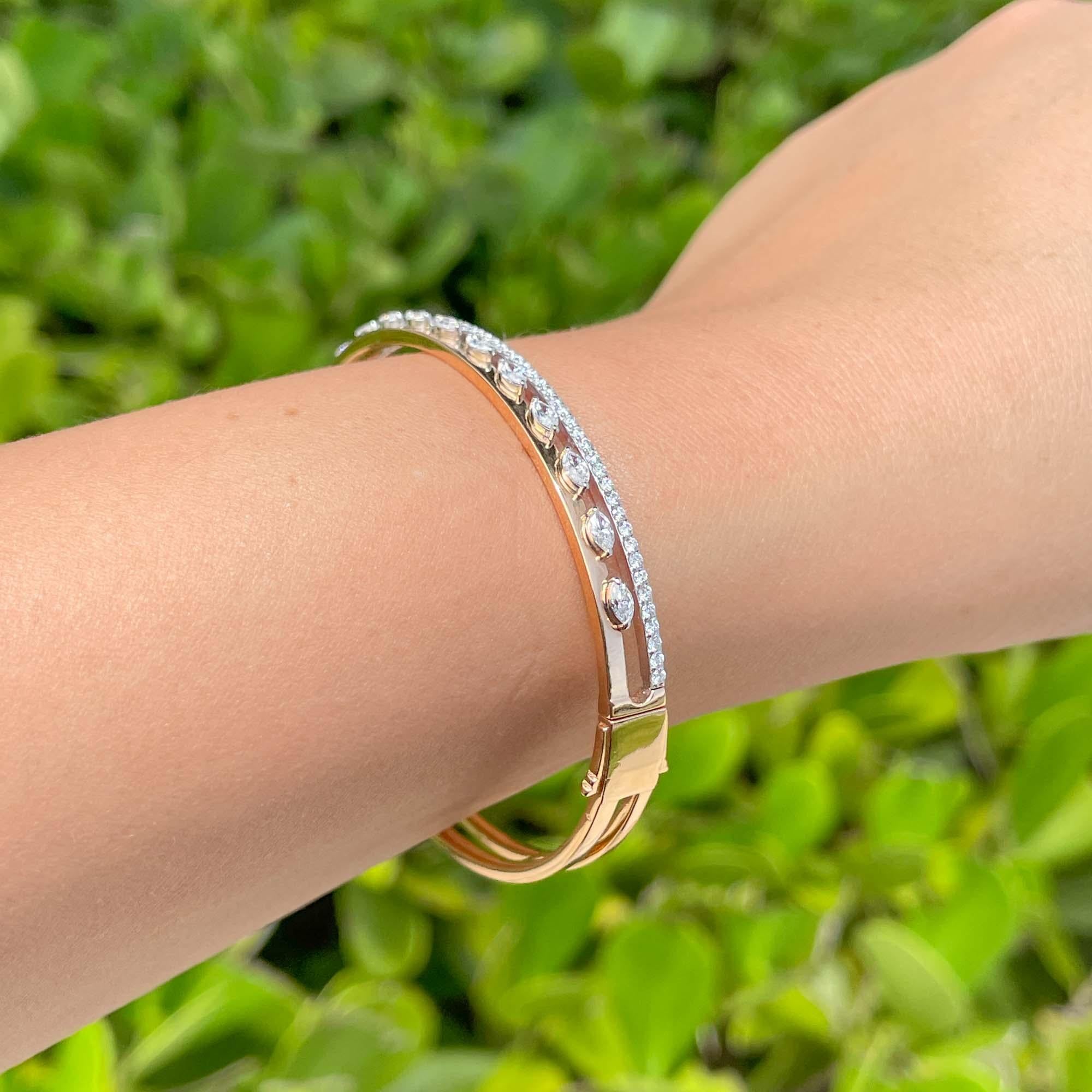 Jay Feder Bracelet jonc en or bicolore 18 carats avec diamants en vente 3
