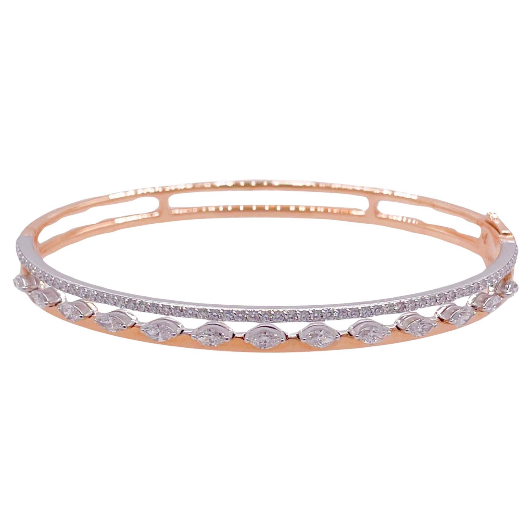 Jay Feder 18k Two Tone Gold Diamond Bangle Bracelet