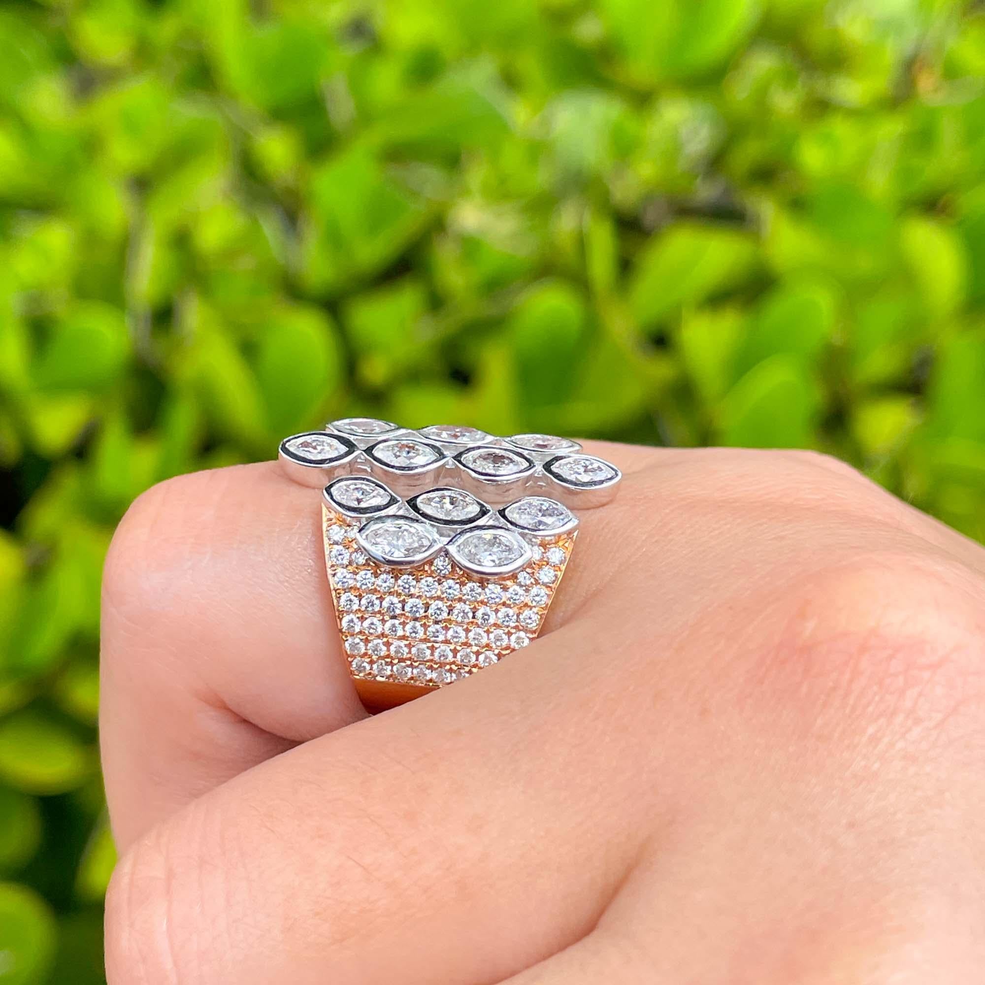 Jay Feder 18k Two Tone Gold Diamond Cocktail Ring For Sale 5