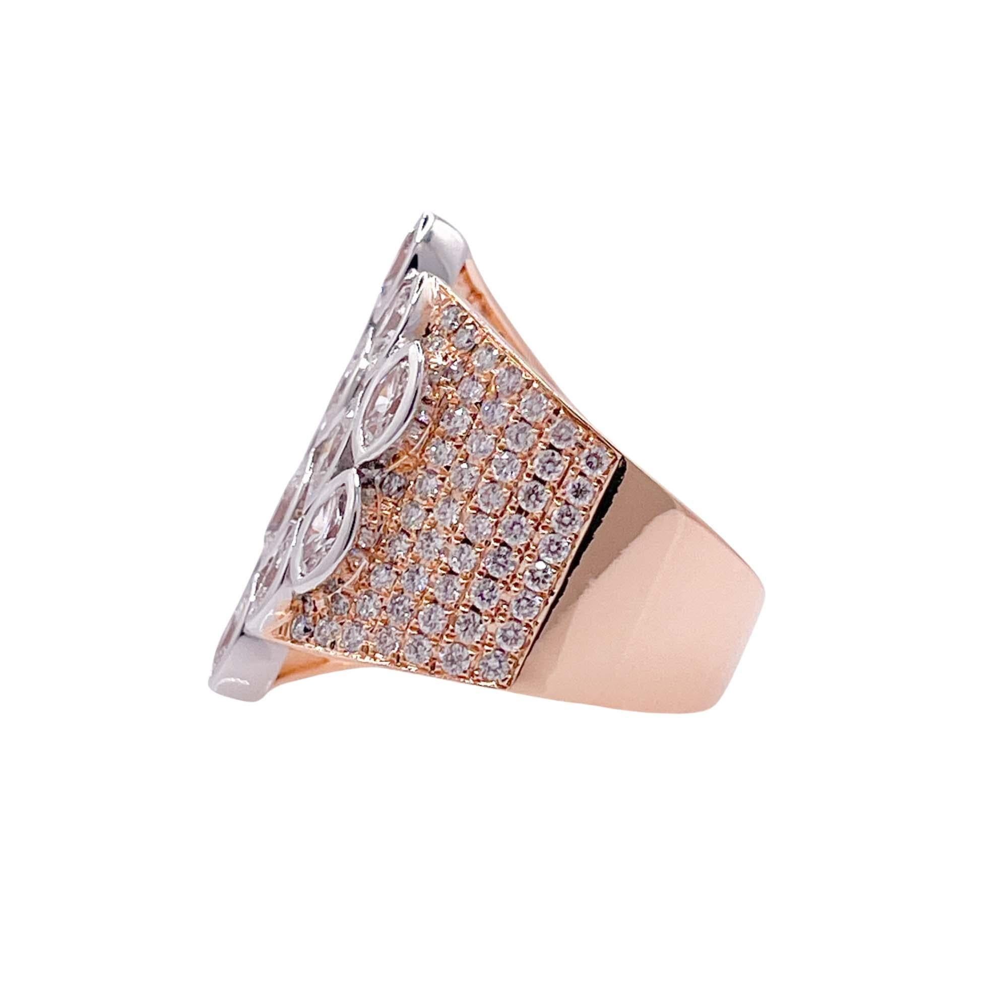Jay Feder 18k Two Tone Gold Diamond Cocktail Ring In Good Condition For Sale In Boca Raton, FL