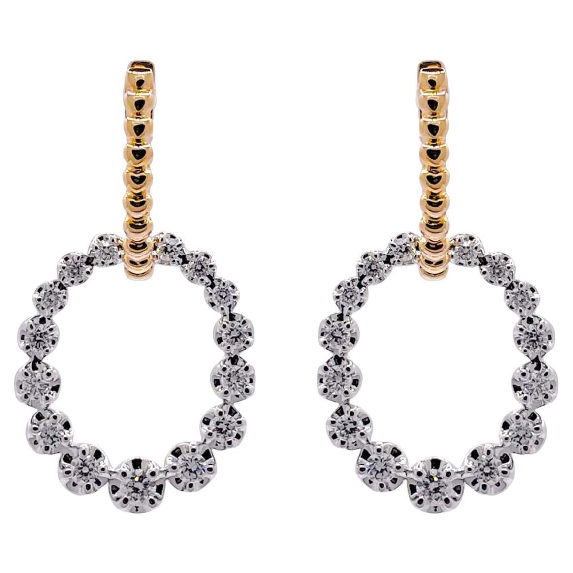 Jay Feder 18k zweifarbige Gold-Diamant-Tropfen-Ohrringe