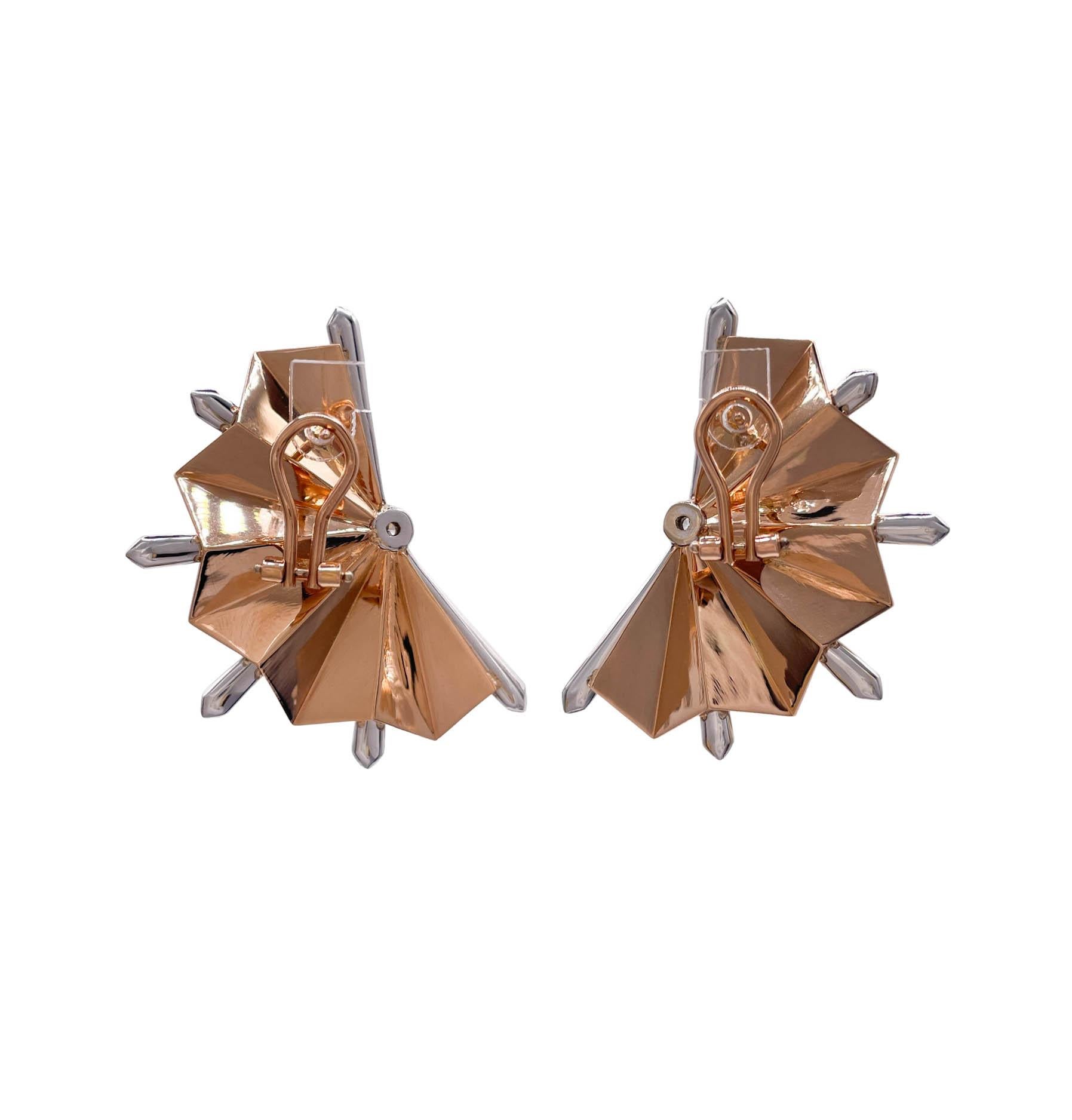 Jay Feder 18k Two Tone Gold Diamond Enamel Amaranta Drop Earrings For Sale 1