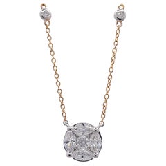 Jay Feder 18k Two Tone Gold Diamond Round Pendant Necklace
