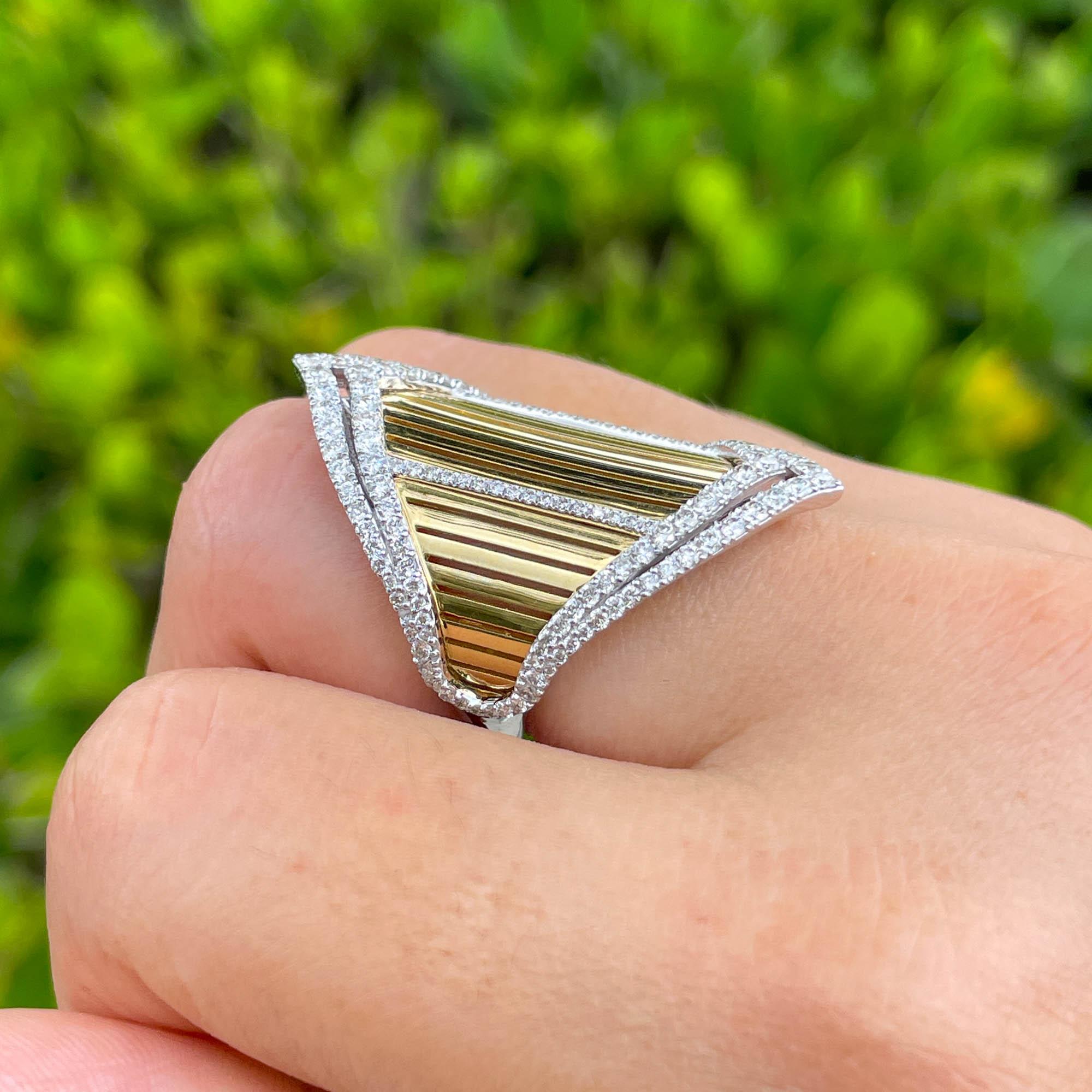 Jay Feder 18k Two Tone Gold Diamond Samba Ring For Sale 5