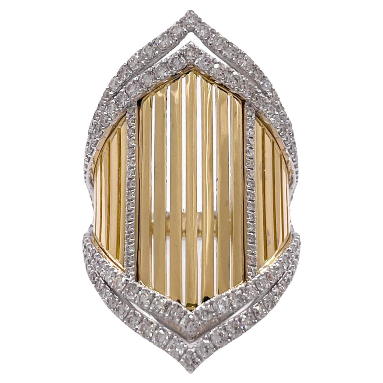 Jay Feder 18k Two Tone Gold Diamond Samba Ring For Sale