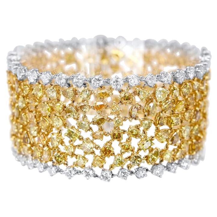 Jay Feder 18k Two Tone Gold Fancy Yellow Diamond White Diamond Bracelet For Sale