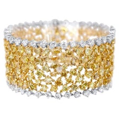 Jay Feder 18 Karat zweifarbiges Gold Fancy Gelbes Diamant-Armband mit weißen Diamanten