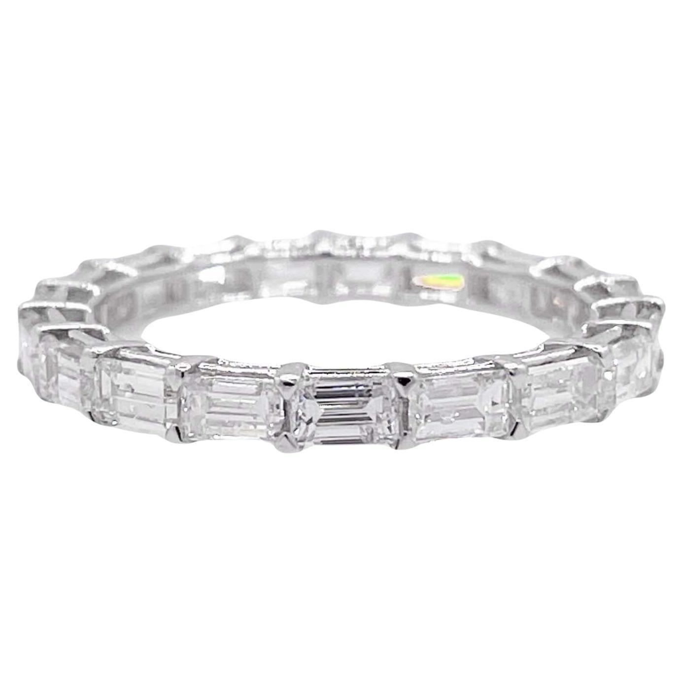 Jay Feder 18k White Gold Baguette Diamond Eternity Band Ring