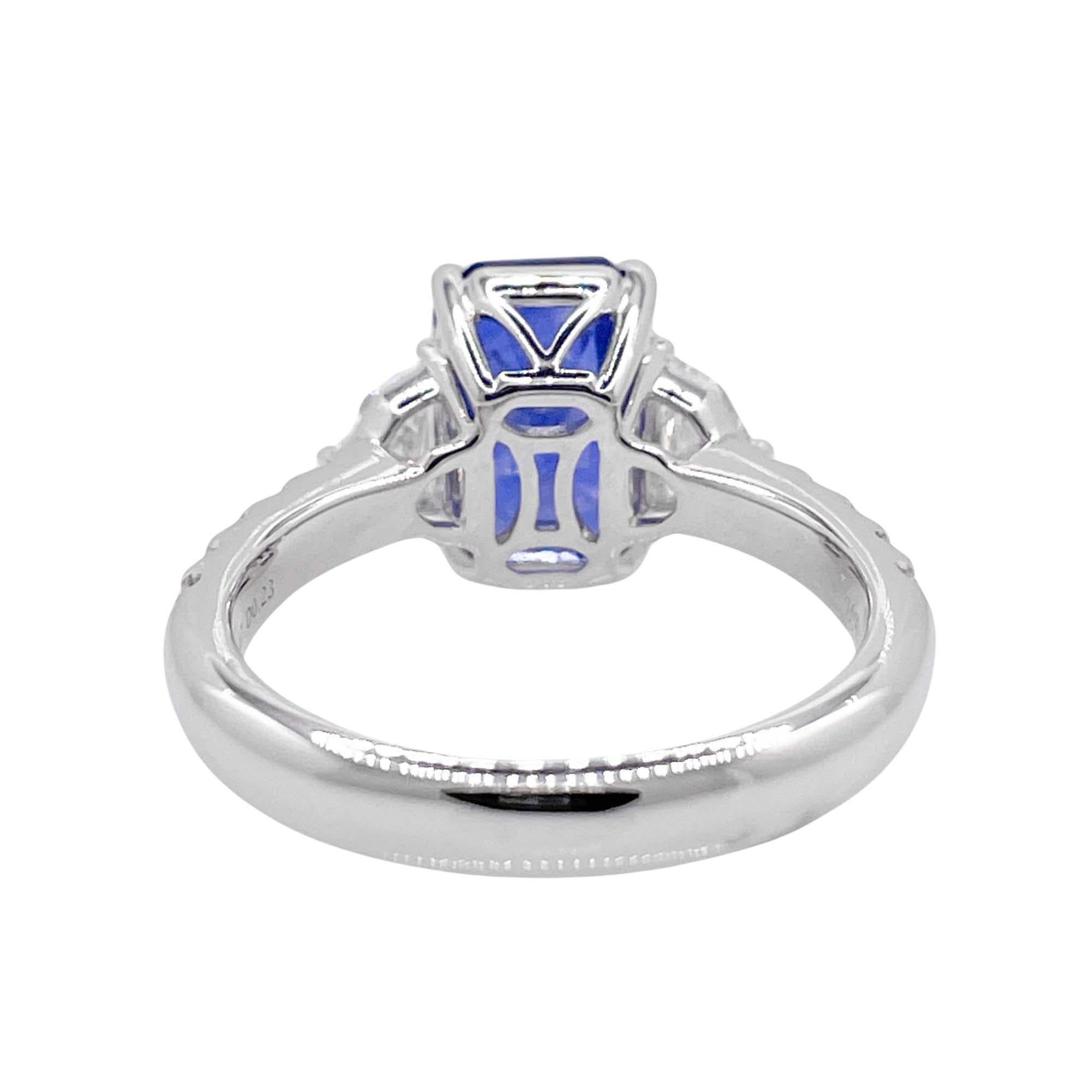 Women's Jay Feder 18k White Gold Blue Sapphire and Diamond Three Stone Ring