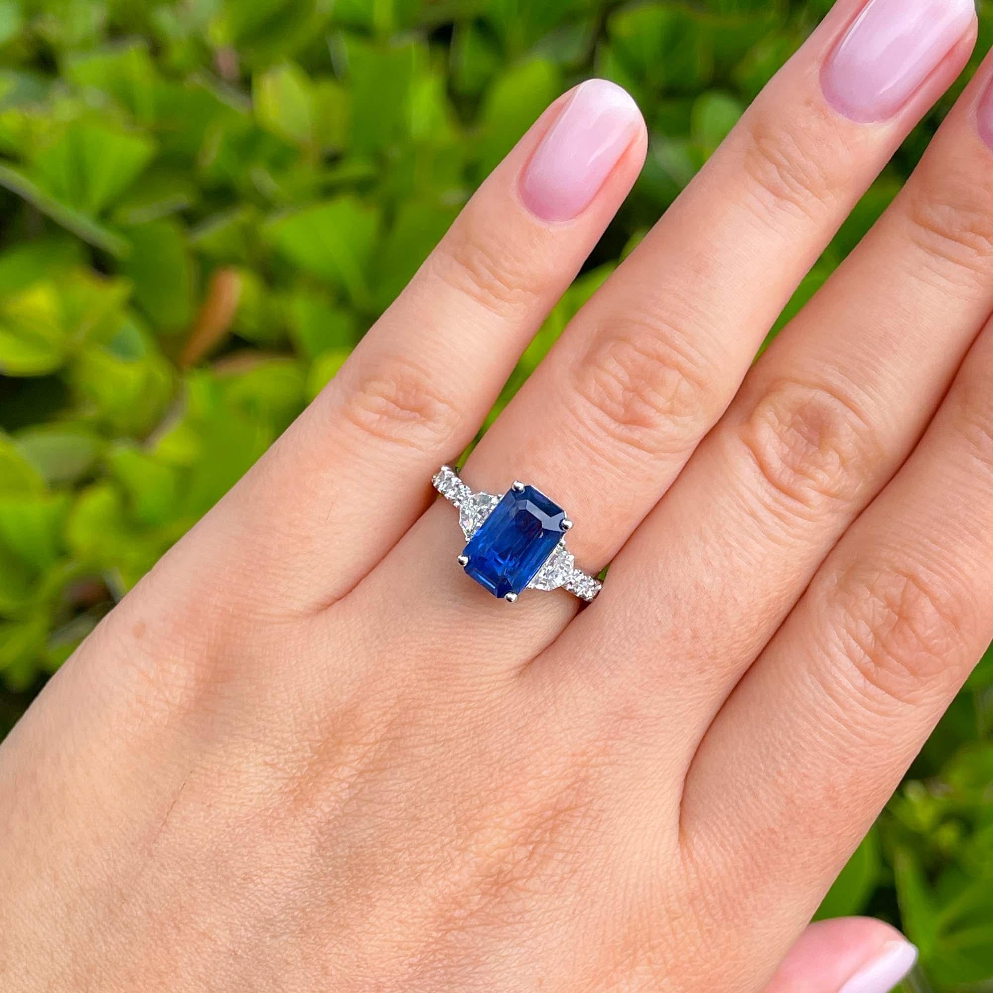 Jay Feder 18k White Gold Blue Sapphire and Diamond Three Stone Ring 1