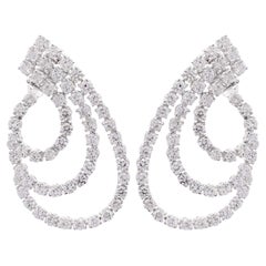 Jay Feder 18k White Gold Diamond 3 Row Swirl Drop Earrings