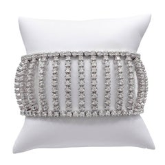 Jay Feder 18k White Gold Diamond Bezel Set Wide Bracelet