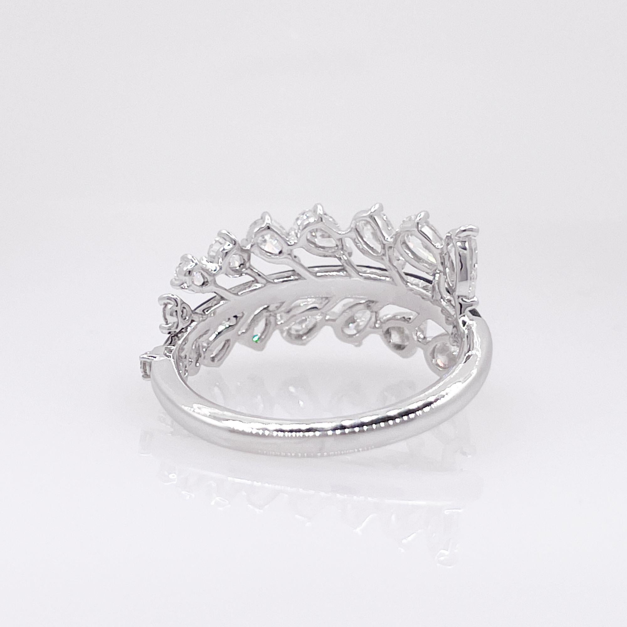  Bague en or blanc 18k avec diamant et feuille d'émail noir Feder Unisexe 