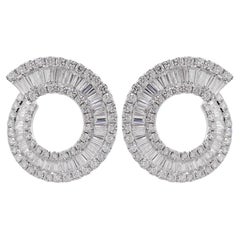 Jay Feder 18k White Gold Diamond C Shaped Earrings