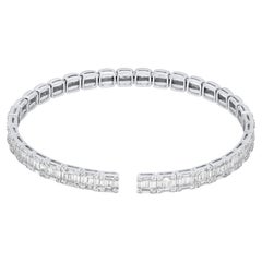 Jay Feder 18k White Gold Diamond Cluster Bangle Cuff Bracelet