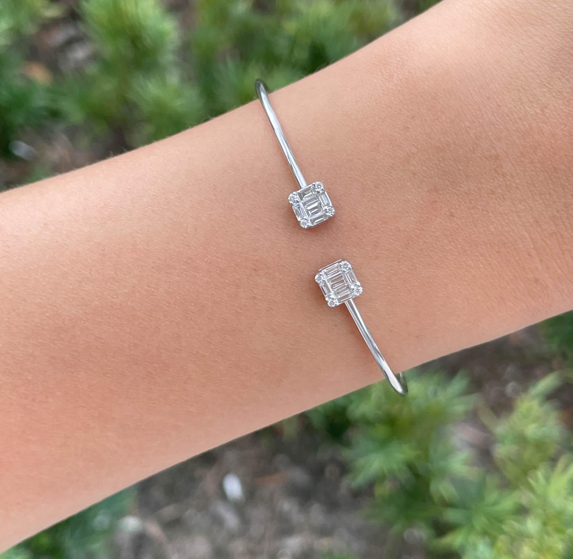 Jay Feder 18k White Gold Diamond Cluster Cuff Bracelet 3