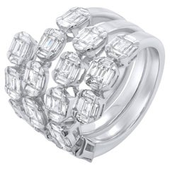 Anillo en espiral con racimo de diamantes Jay Feder de oro blanco de 18k