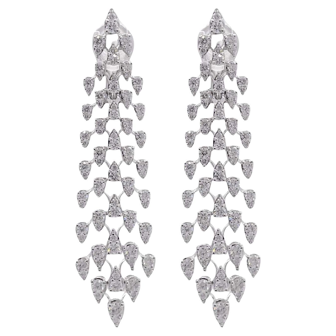 Jay Feder 18k White Gold Diamond Drop Dangle Earrings