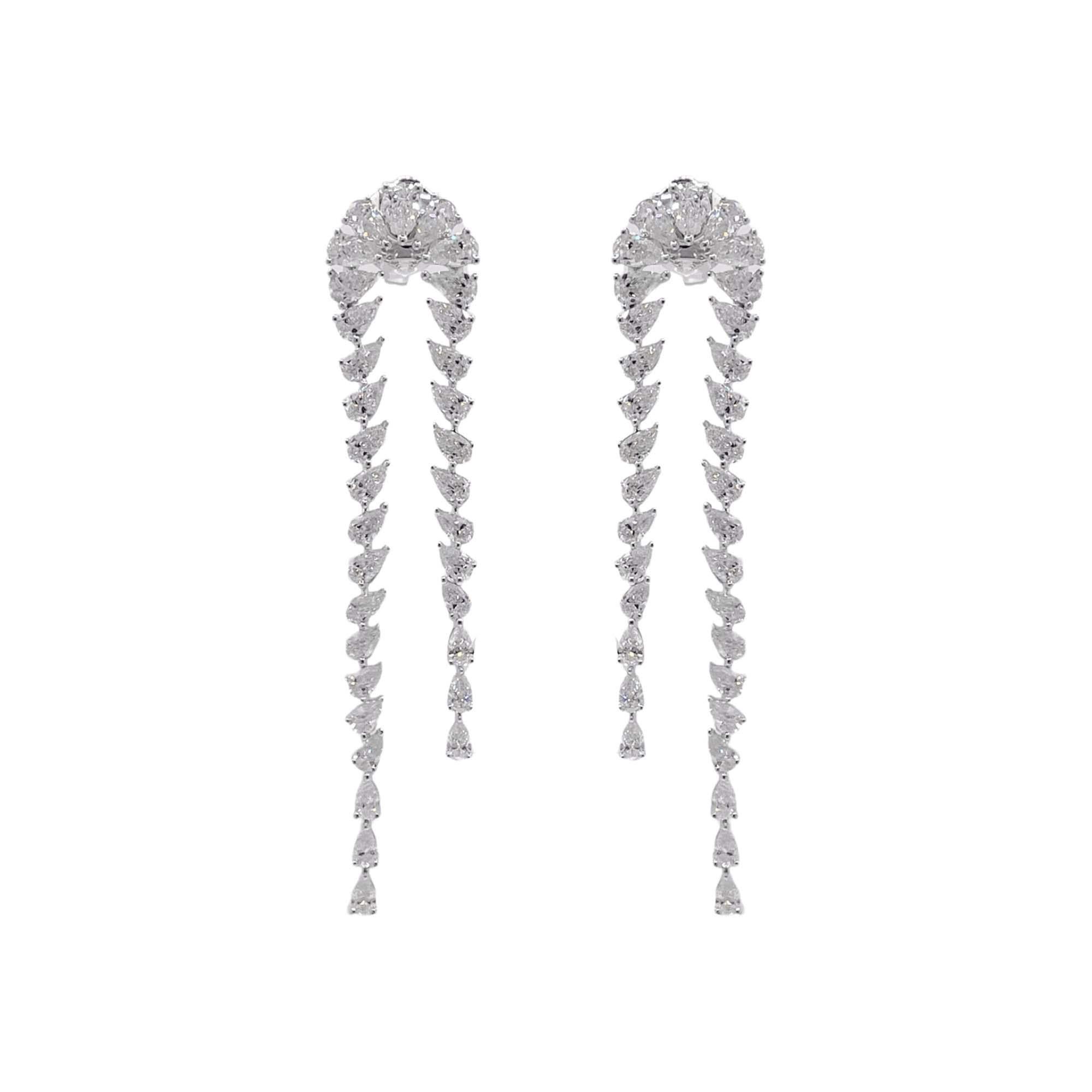 Jay Feder 18k White Gold Diamond Drop Dangle Earrings