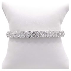 Jay Feder 18k White Gold Diamond Flower Cluster Bangle Bracelet