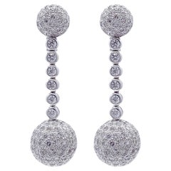 Jay Feder 18k White Gold Diamond Pave Ball Drop Dangle Earrings