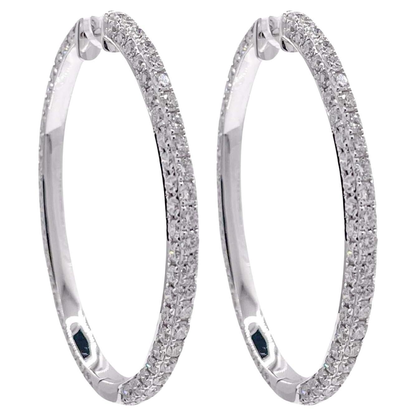 Pendientes de aro ovalados grandes con pavé de diamantes en oro blanco de 18k Jay Feder