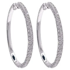 Pendientes de aro ovalados grandes con pavé de diamantes en oro blanco de 18k Jay Feder
