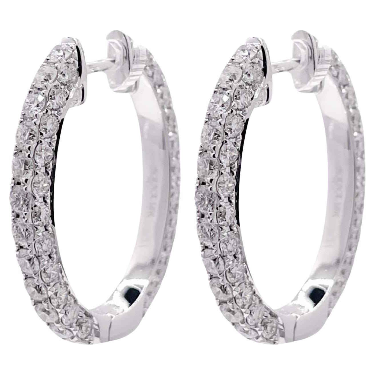 Pendientes de aro ovalados con pavé de diamantes en oro blanco de 18k Jay Feder