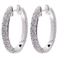 Pendientes de aro ovalados con pavé de diamantes en oro blanco de 18k Jay Feder