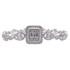 Jay Feder 18 Karat Weißgold Diamant-Tennisarmband mit Station