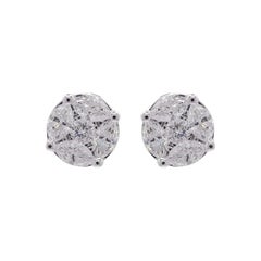 Jay Feder 18k White Gold Diamond Stud Earrings