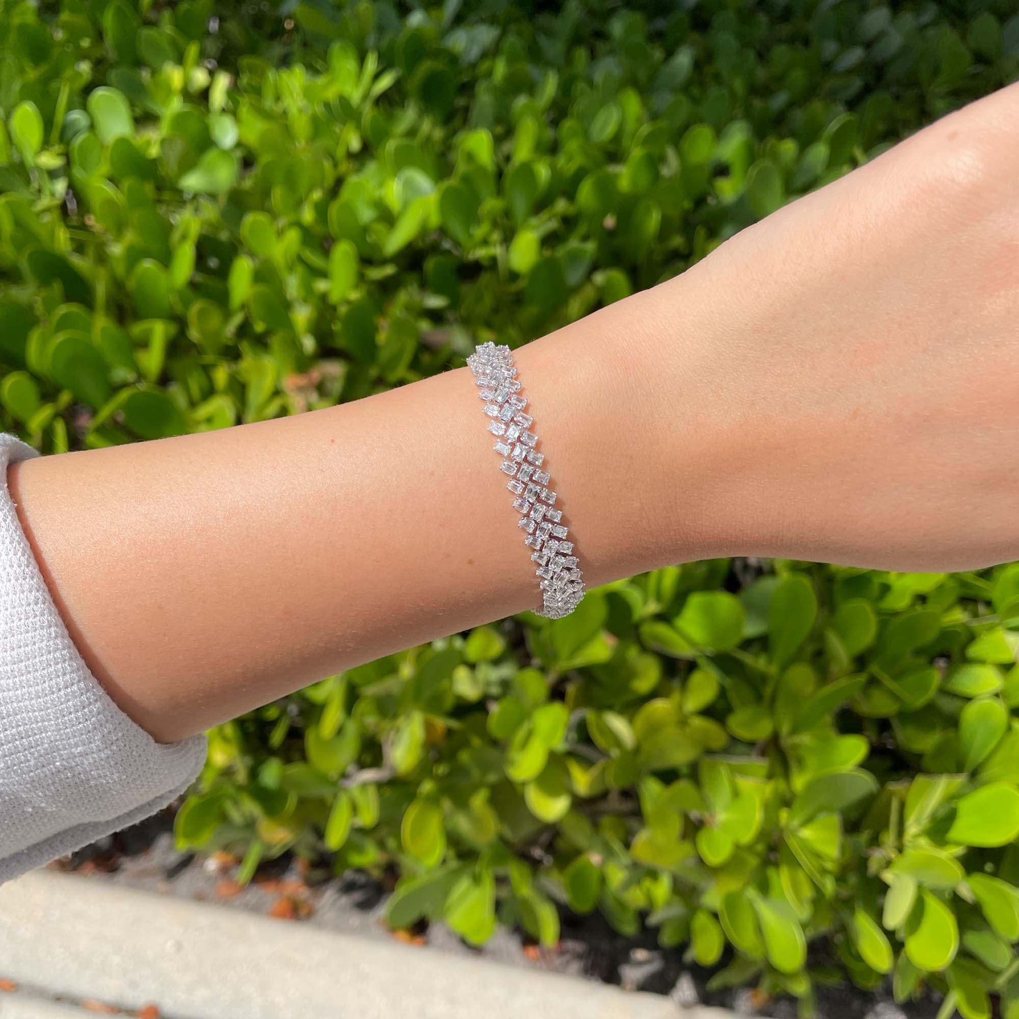 Jay Feder 18k White Gold Diamond Tennis Fashion Bracelet For Sale 1