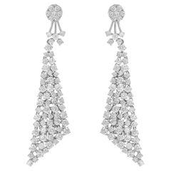 Jay Feder 18k White Gold Diamond Triangular Drop Dangle Earrings