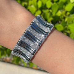 Jay Feder 18k White Gold Diamond Wide Stretch Bracelet