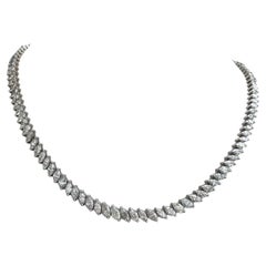 Jay Feder 18k White Gold Marquise Diamond Tennis Necklace