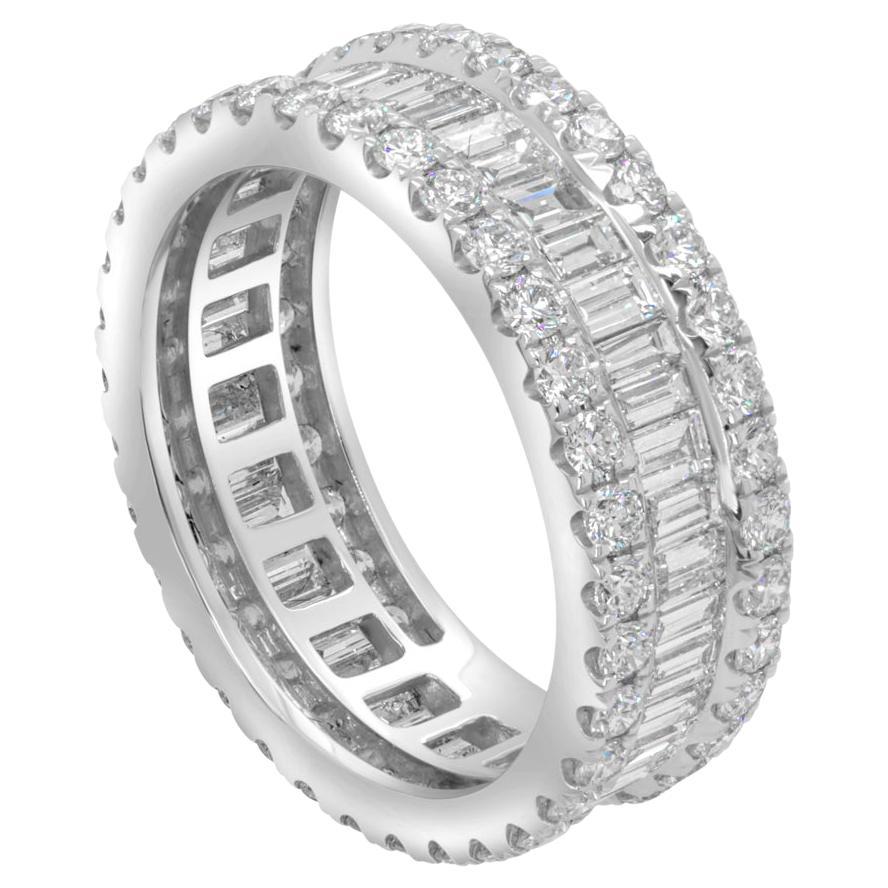 Jay Feder 18k White Gold Mixed Cut Diamond Eternity Band For Sale at