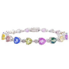 Jay Feder Pulsera de Tenis de Oro Blanco de 18k con Zafiro Multicolor y Diamantes