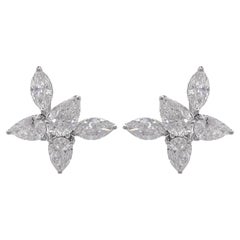 Jay Feder 18k White Gold Pear Marquise Diamond Earrings