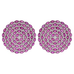 Jay Feder 18k White Gold Ruby and Diamond Earrings