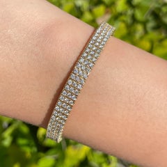 Jay Feder 18k Yellow Gold Diamond 3 Row Stretch Tennis Bangle Bracelet