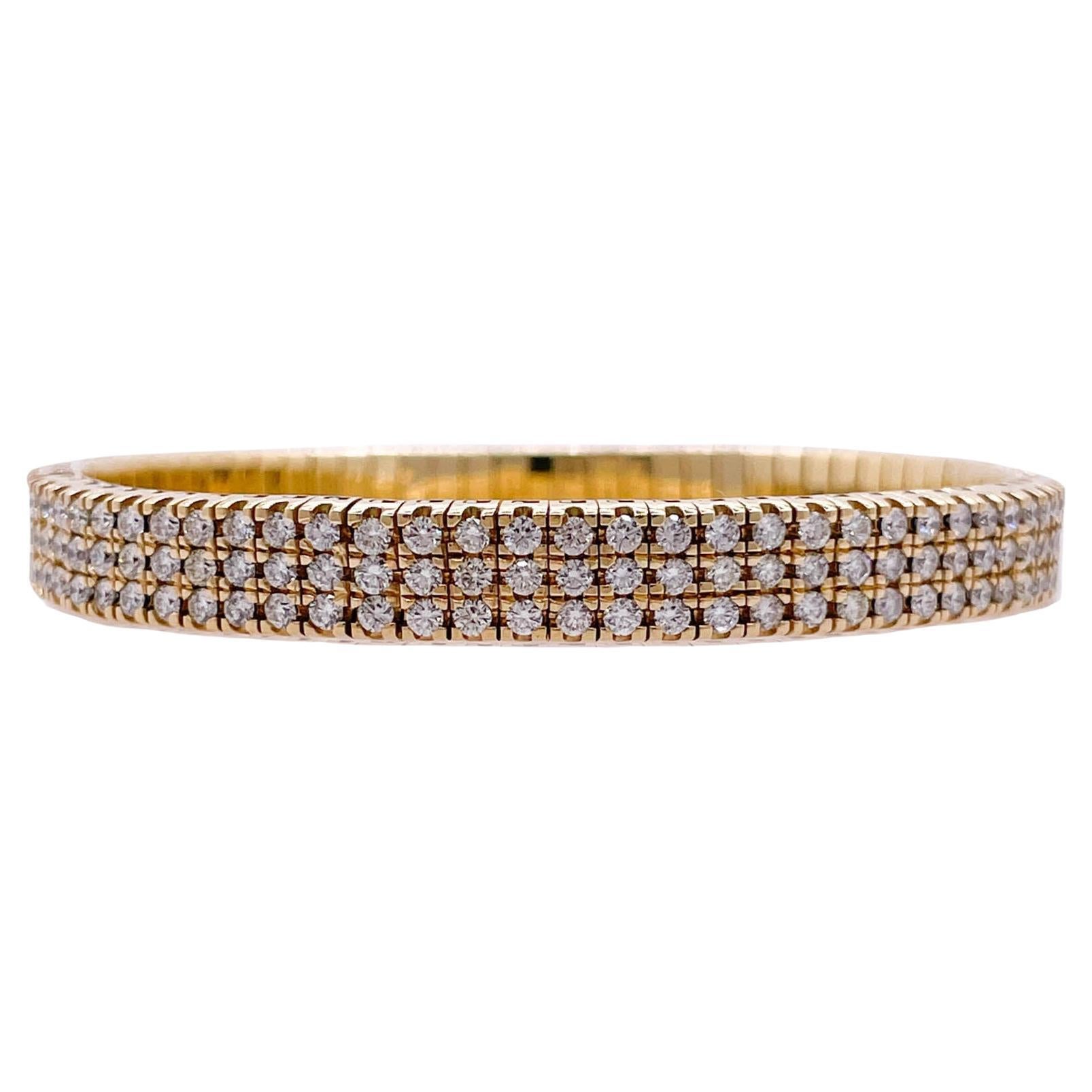 Jay Feders 18k Gelbgold Diamant 3 Zeile Stretch Tennis Armreif Armband