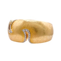 Jay Feder 18k Yellow Gold Diamond Accent Wide Cuff Bracelet