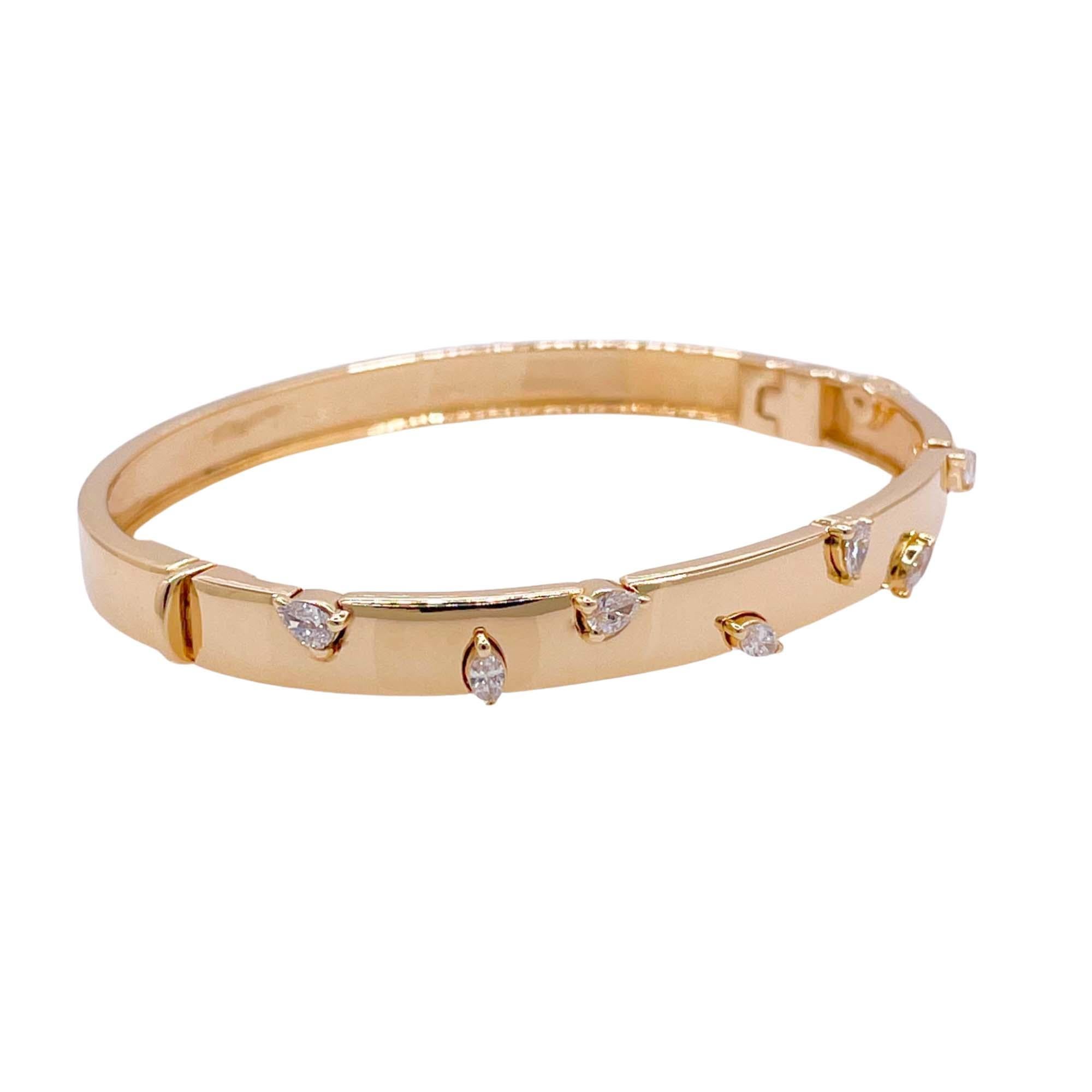 Taglio misto Bracciale con diamanti Jay Feder in oro giallo 18k in vendita