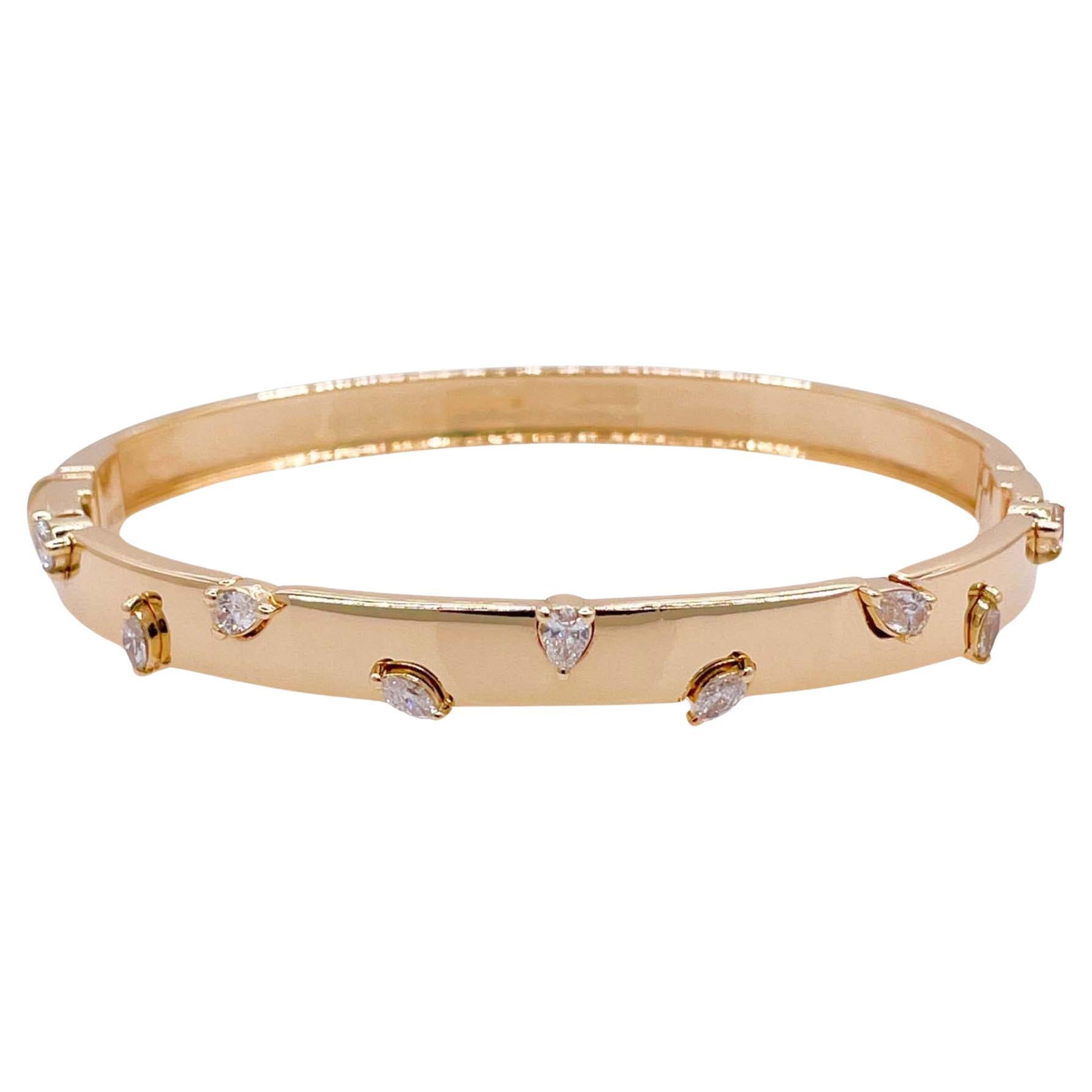 Jay Feder 18k Yellow Gold Diamond Bangle Bracelet