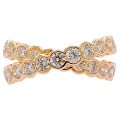 Anillo cruzado con bisel de diamantes en oro amarillo de 18k Jay Feder