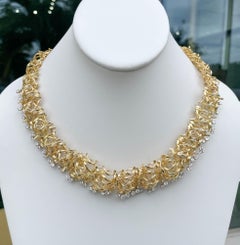 Vintage Jay Feder 18k Yellow Gold Diamond Filigree Branch Necklace