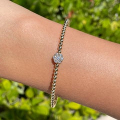 Jay Feder 18k Yellow Gold Diamond Flower Cluster Bangle Bracelet