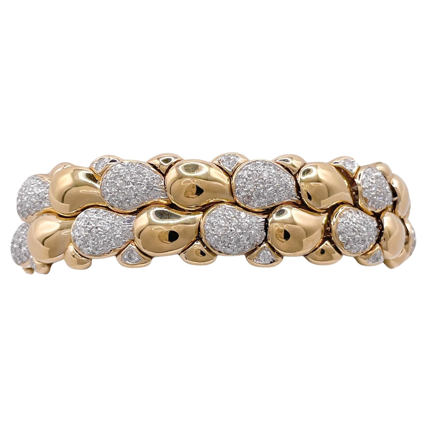 Jay Feder Bracelet lourd en or jaune 18 carats avec diamants