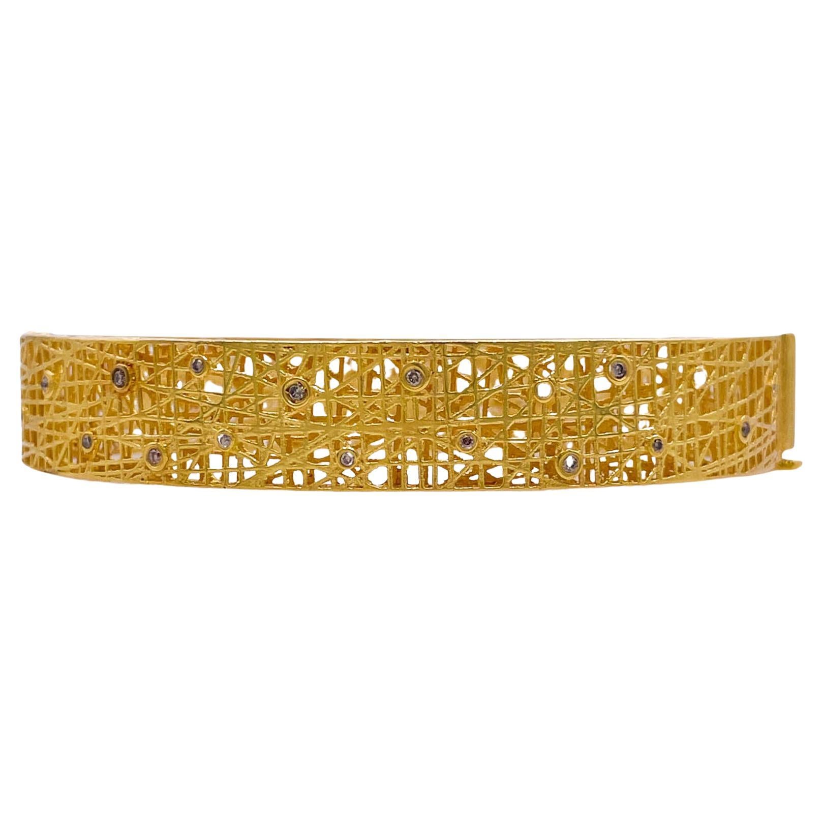 Jay Feder 18k Yellow Gold Diamond Lace Bangle Bracelet